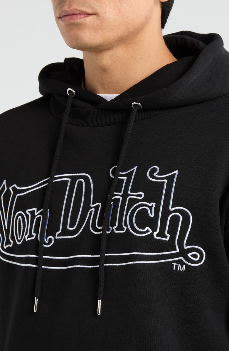 Von Dutch Layered Fleece Pullover Hoodie, Alternate, color, Jet Black