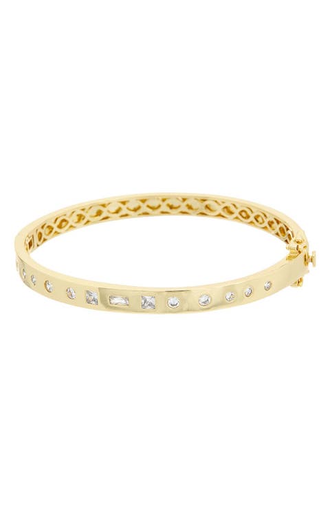 Cubic Zirconia Hinged Bangle Bracelet