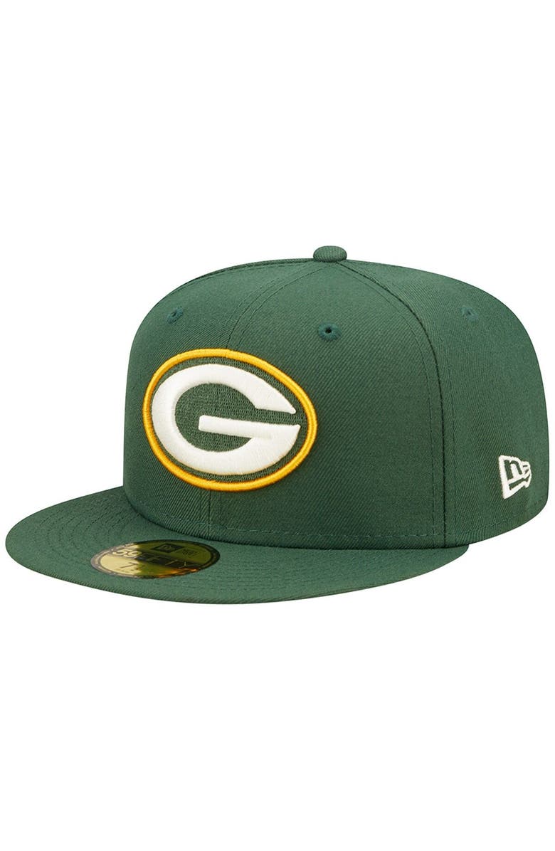New Era Men's New Era Green Green Bay Packers Super Bowl XXXI Purple Pop Sweat 59FIFTY Fitted Hat, Alternate, color, Green