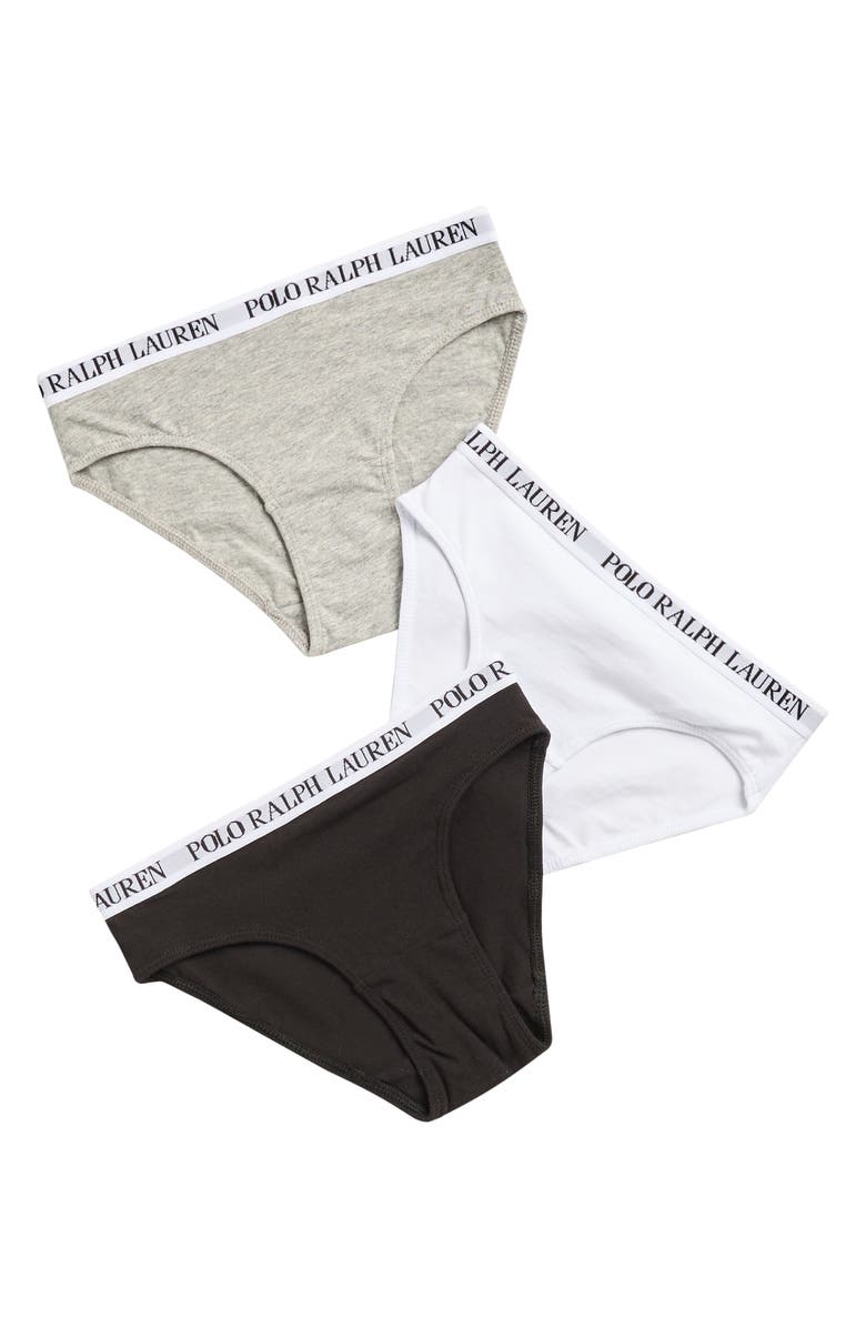 Ralph Lauren Kids' 3-Pack Bikini Briefs, Main, color, White/ Polo Black