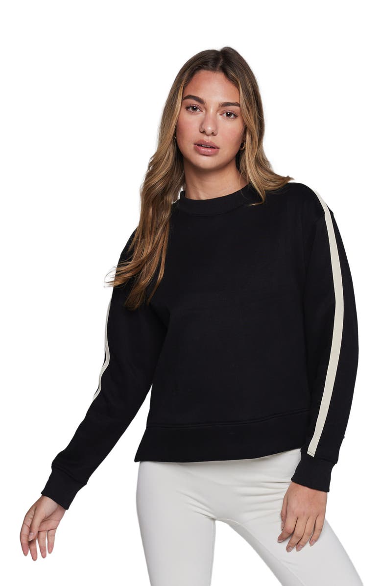 Rebody Active Sideline Fleece Sweatshirt, Alternate, color, Black/Sand