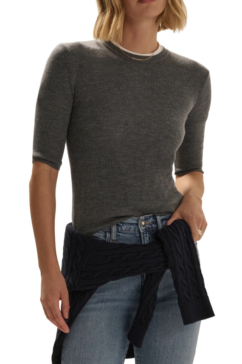 The Amelia Elbow Sleeve Wool Sweater, Main, color, CHARCOAL