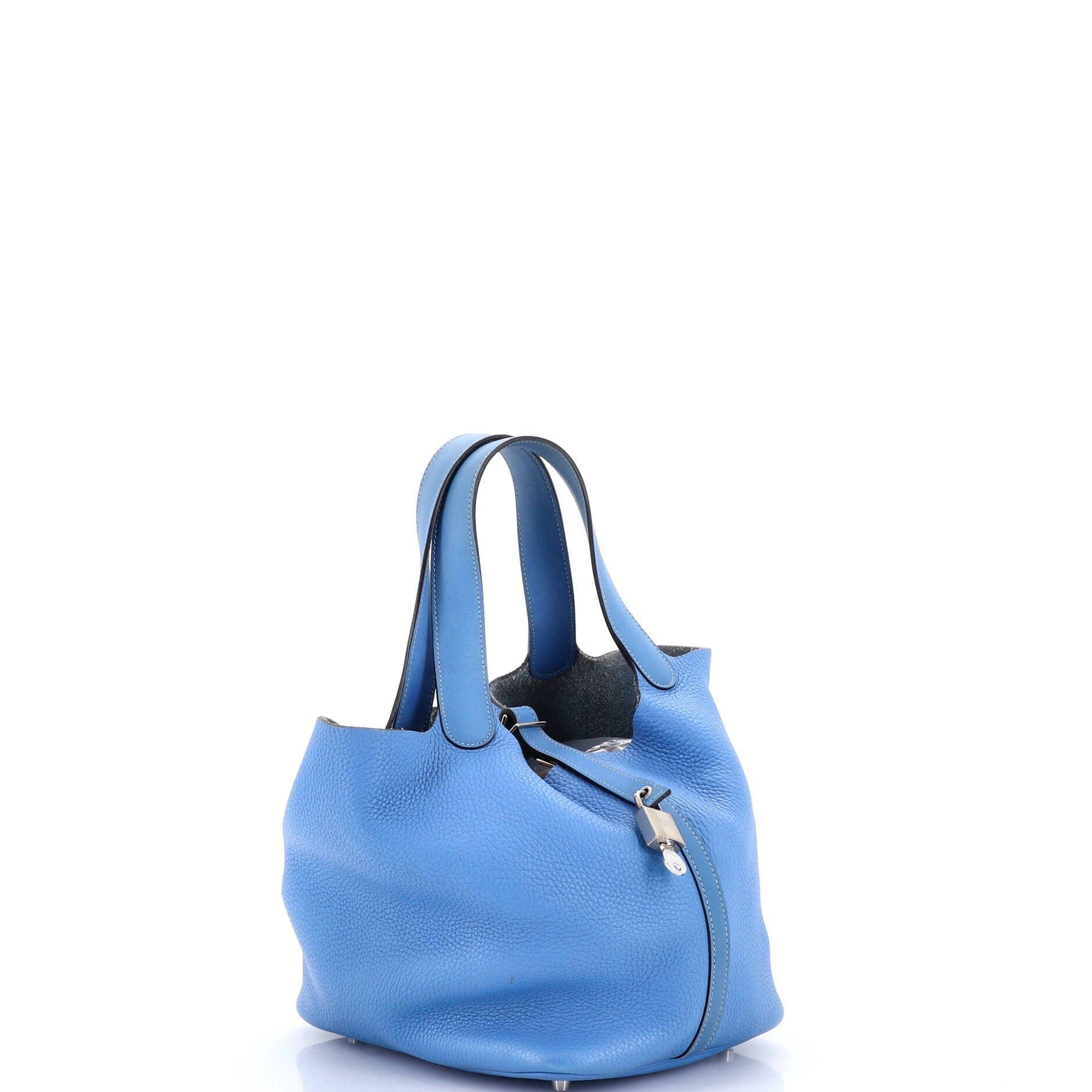 Pre-Owned Hermes Picotin Lock Bag Clemence MM, Alternate, color, Bleu Paradis