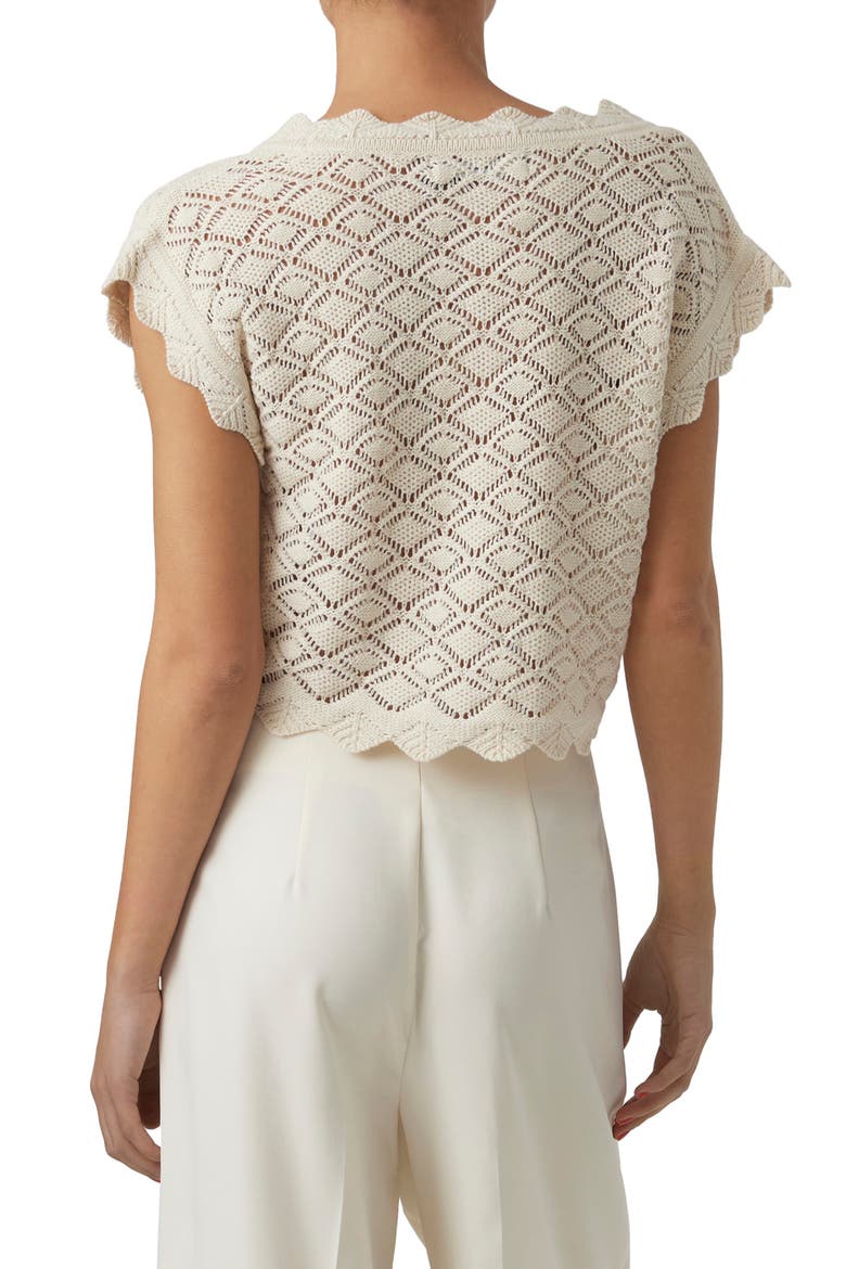 Celia Pointelle Crop Cardigan, Alternate, color, BIRCH