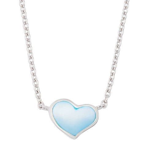Single Heart 18" Necklace Set In Sterling Silver