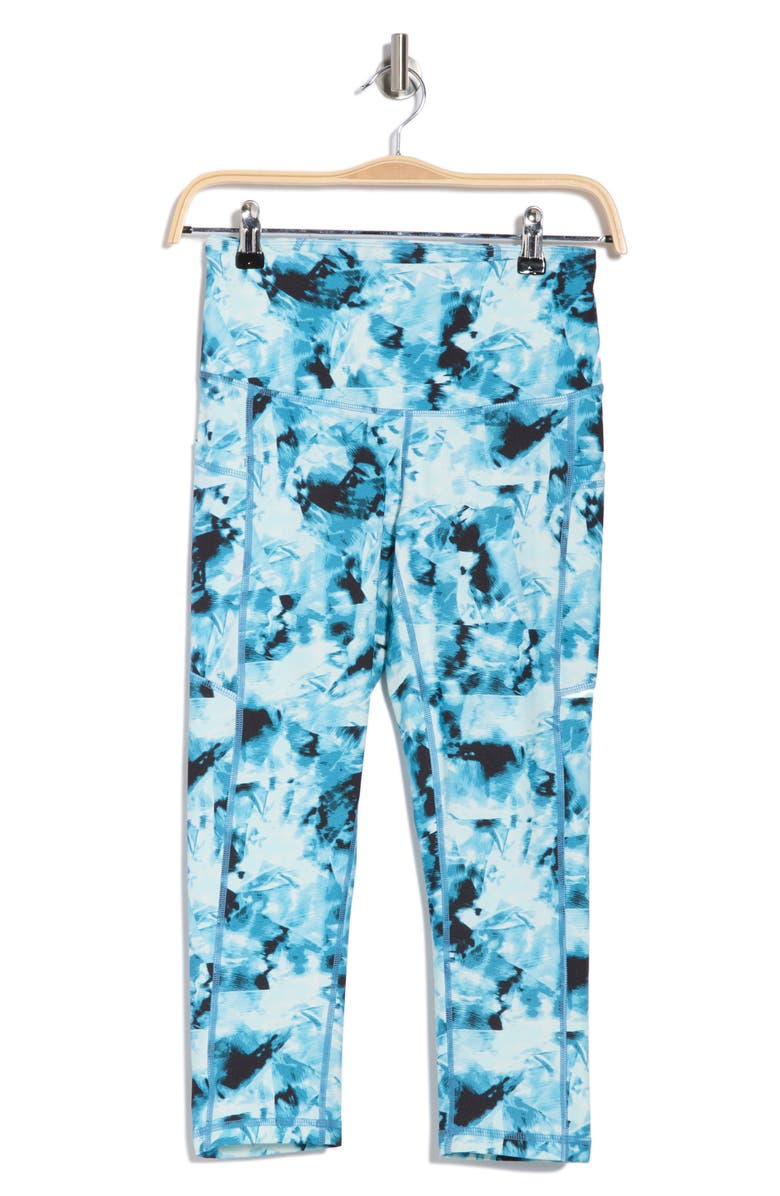 Z by Zella Perform High Waist Pocket Crop Leggings, Alternate, color, Blue Fractured Dye