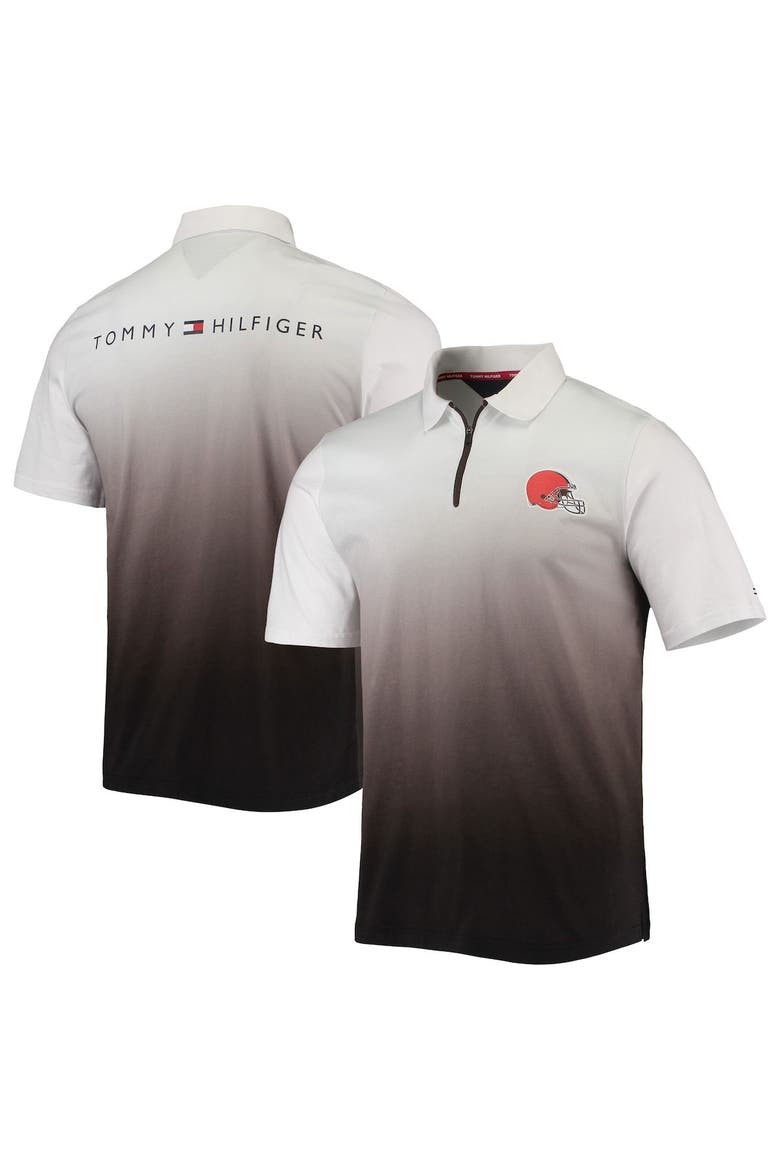 Men's Tommy Hilfiger White/Brown Cleveland Browns Rory Quarter-Zip Polo, Main, color, White