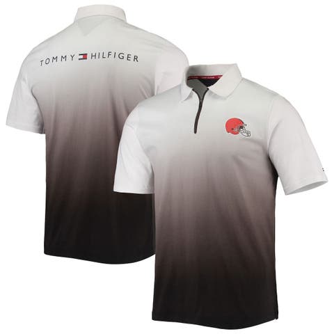Men's Tommy Hilfiger White/Brown Cleveland Browns Rory Quarter-Zip Polo