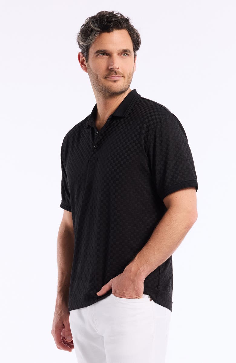 Robert Graham Aaron Checkered Knit Polo, Alternate, color, Black