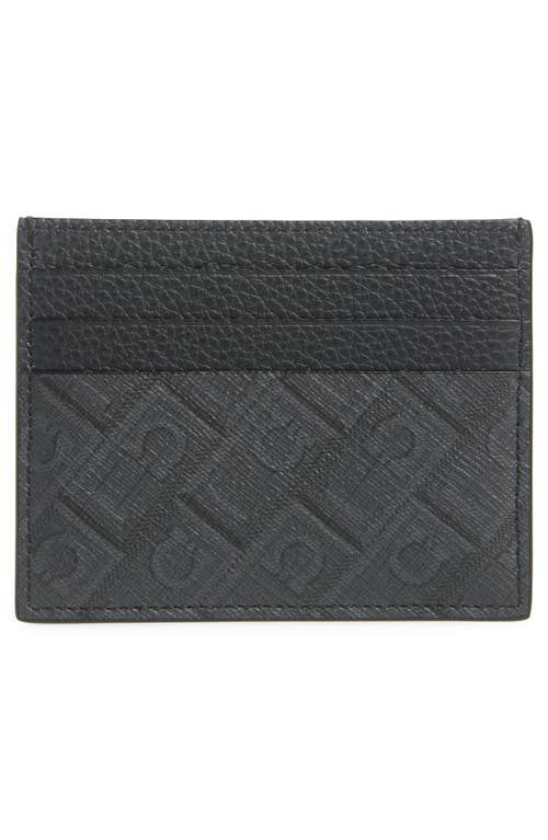 Ferragamo Gancini Leather Card Case In Nero/grigio