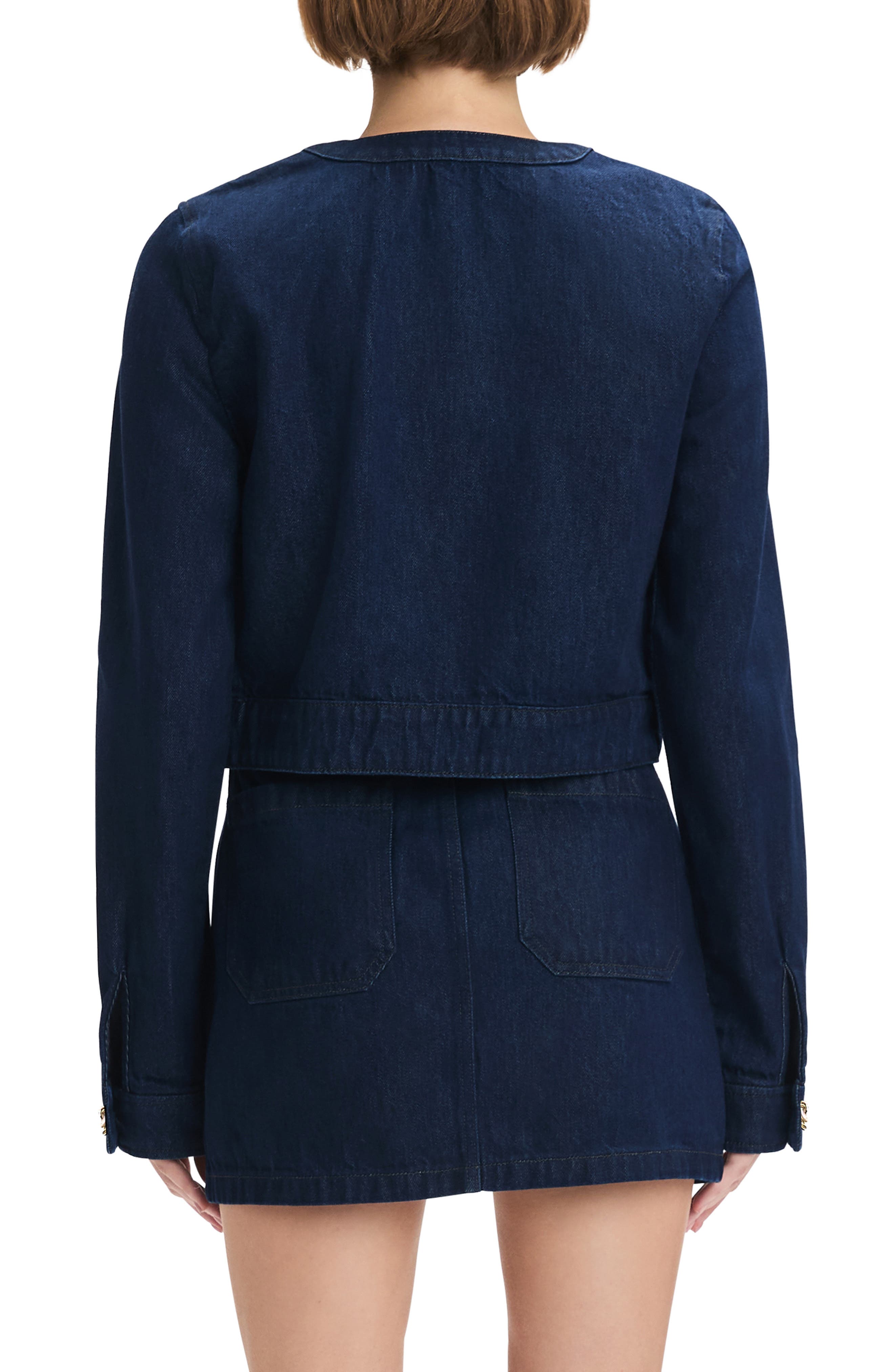 The Emily Collarless Crop Denim Jacket - image 2