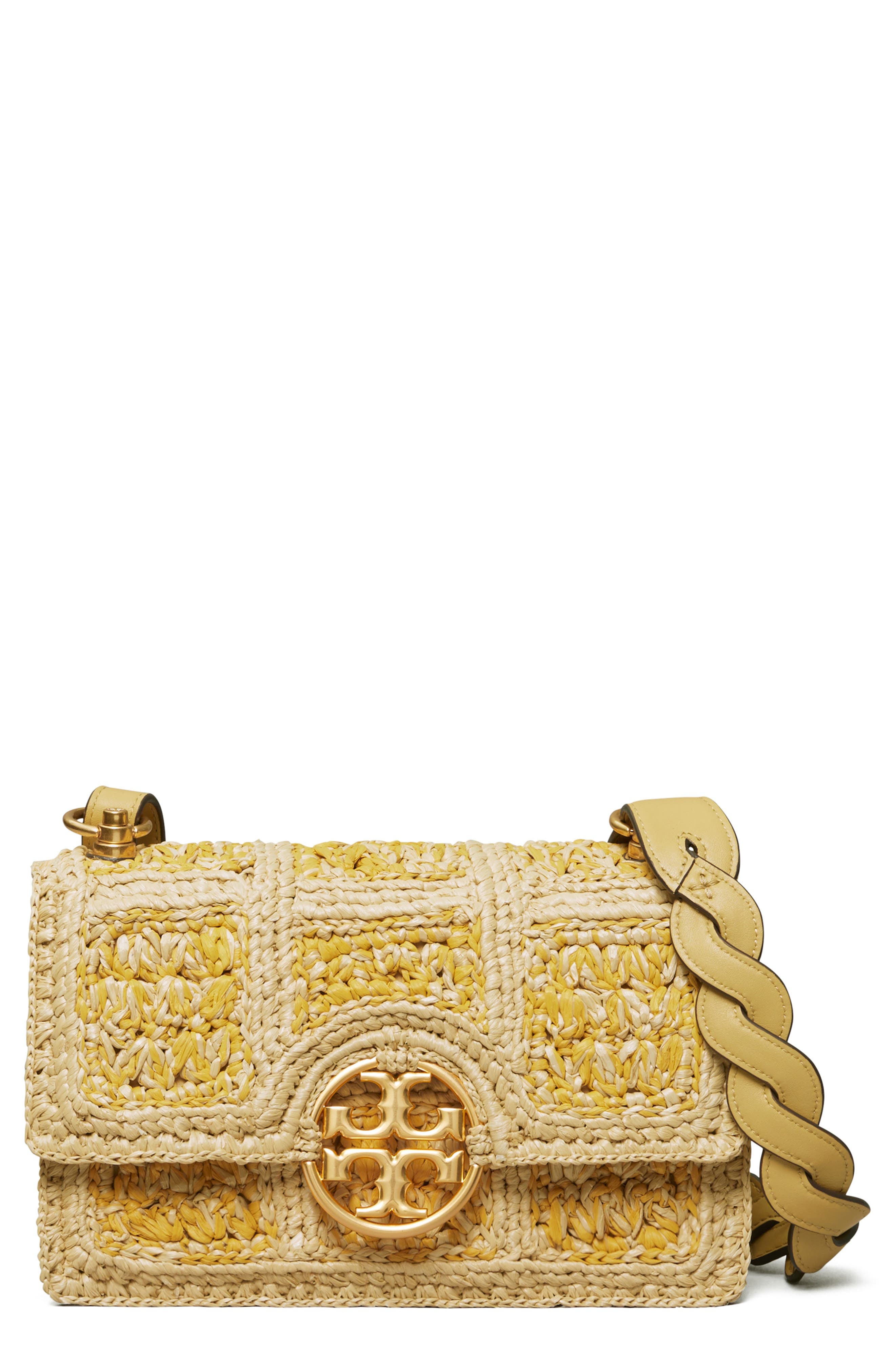 Tory Burch Miller Raffia Crochet Shoulder Bag, Main, color, 