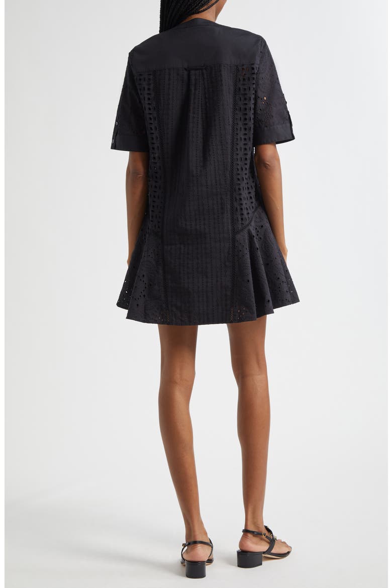 Dara Eyelet Dress, Alternate, color, BLACK