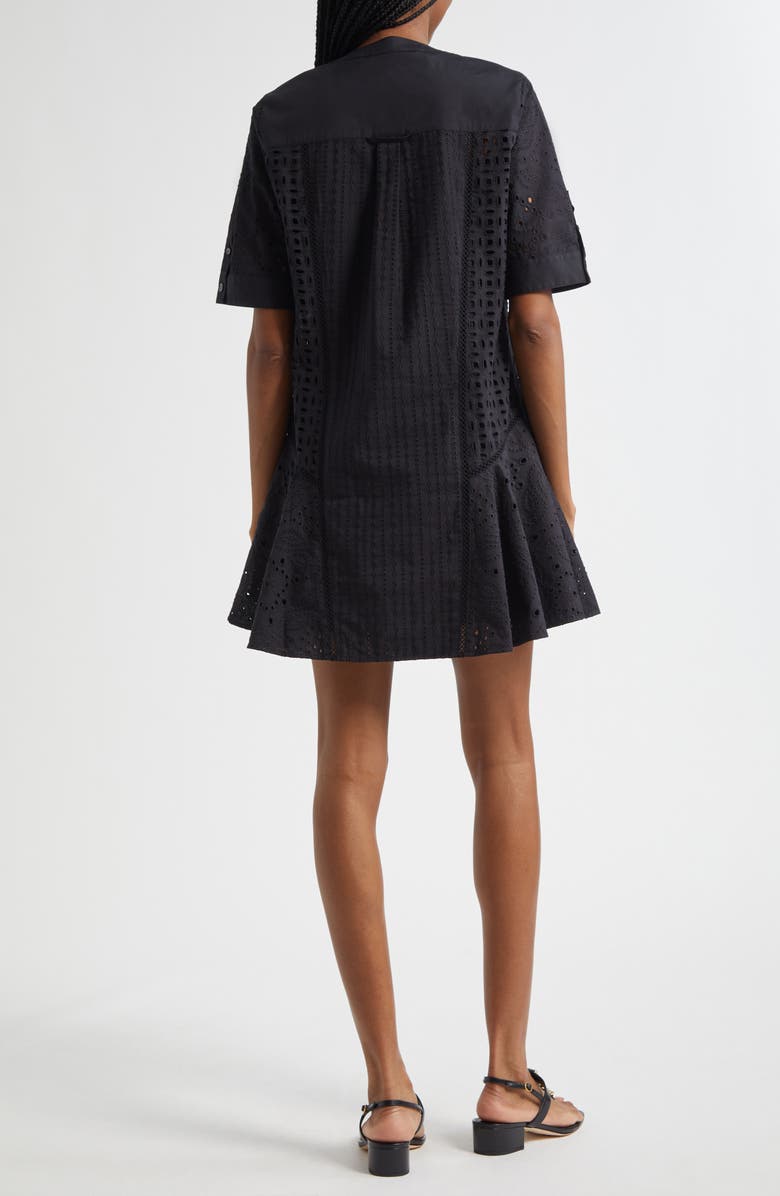 Veronica Beard Dara Eyelet Dress, Alternate, color, Black