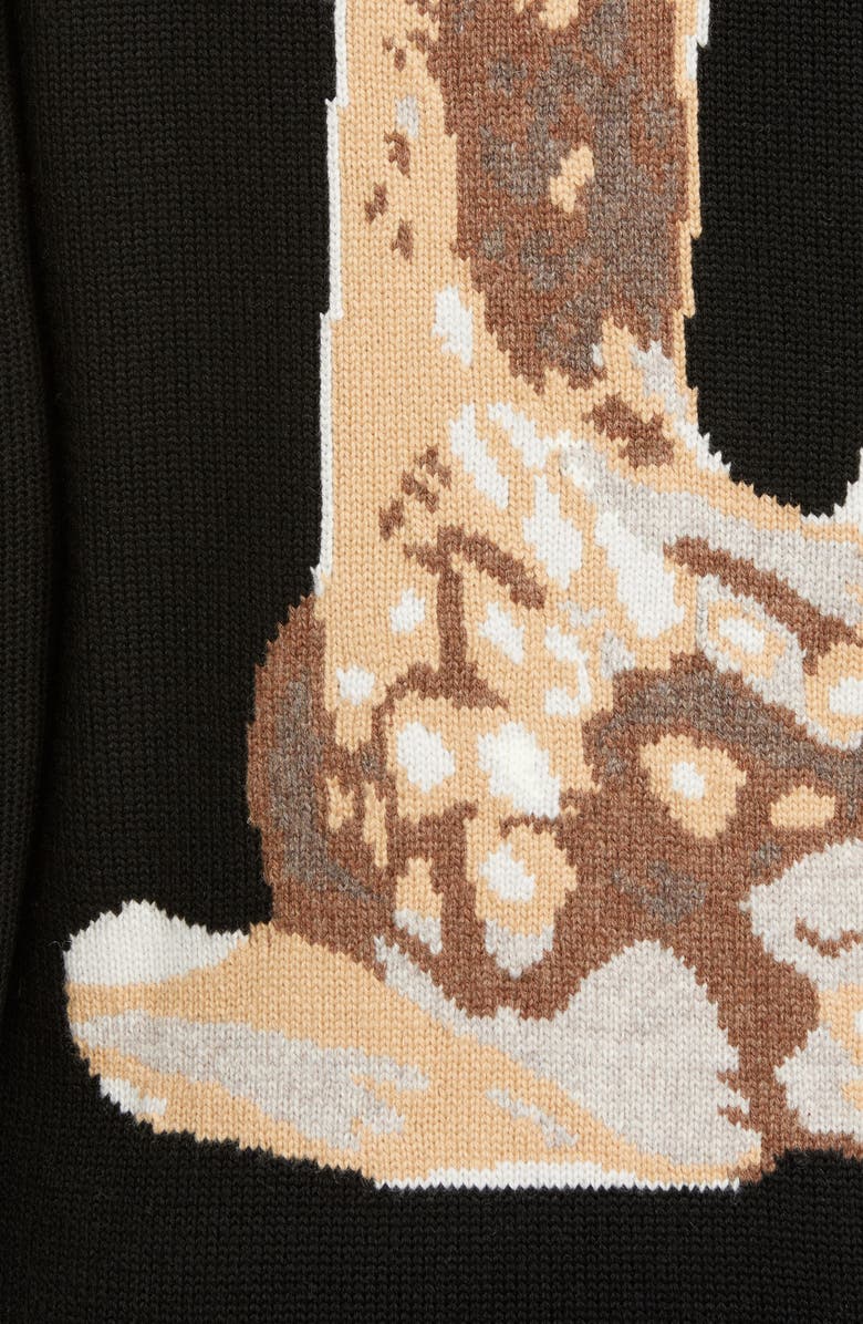 Burberry Courtney Deer Intarsia Wool Sweater, Alternate, color,