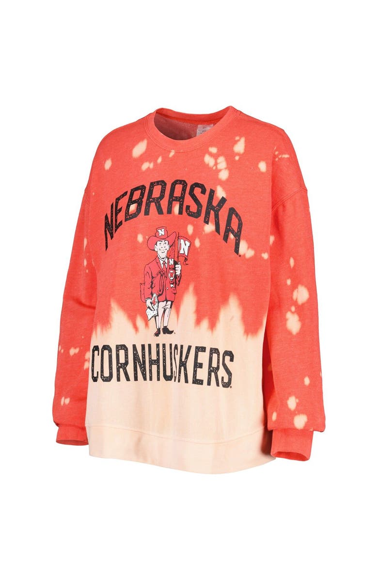 GAMEDAY COUTURE Women's Gameday Couture Scarlet Nebraska Huskers Twice As Nice Faded Dip-Dye Pullover Sweatshirt, Alternate, color, Red