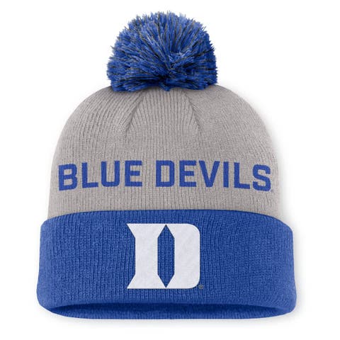 Men's Nike Gray/Royal Duke Blue Devils Primetime Peak Cuffed Knit Hat with Pom