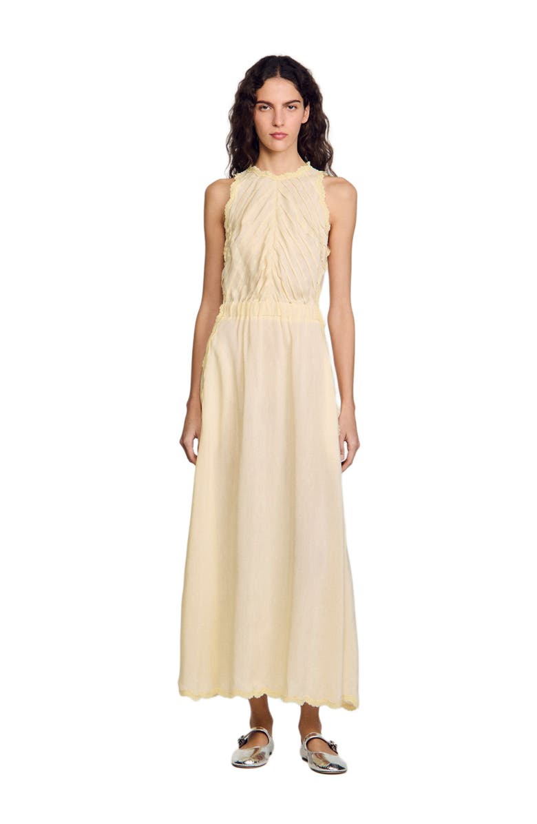 SANDRO Maxi dress with lace details, Main, color,