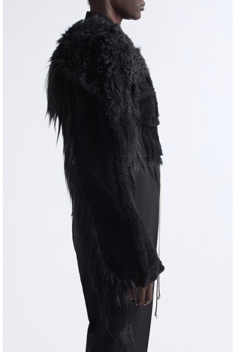 Genuine Shearling and Goat Hair Bomber Jacket, Alternate, color, BLACK