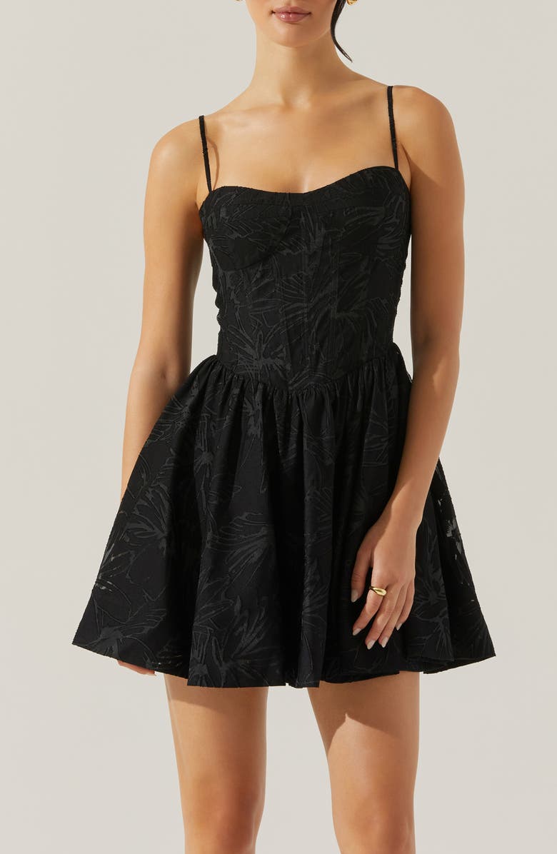 ASTR the Label Linelly Floral Sleeveless Fit & Flare Minidress, Alternate, color, Black