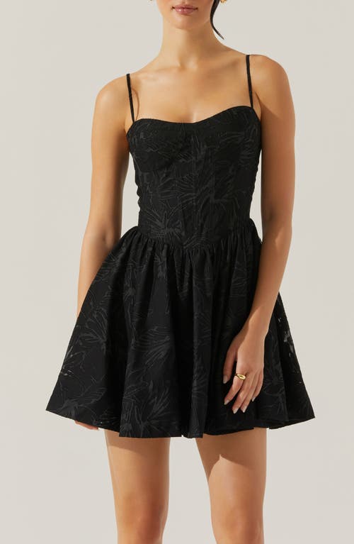 Astr The Label Linelly Floral Sleeveless Fit & Flare Minidress In Black