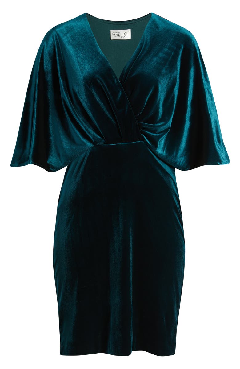 Eliza J Dolman Sleeve Velvet Sheath Dress, Alternate, color, Hunter