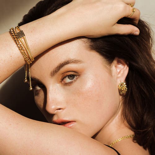 Zarux Simple Delicate Cuban Bracelet In Gold