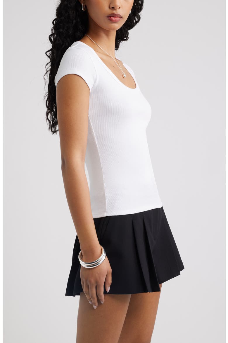 Scoop Neck Stretch Cotton T-Shirt, Alternate, color, WHITE