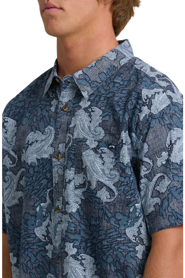 Sundays Paisley Short Sleeve Button-Up Shirt, Alternate, color, MID BLUE