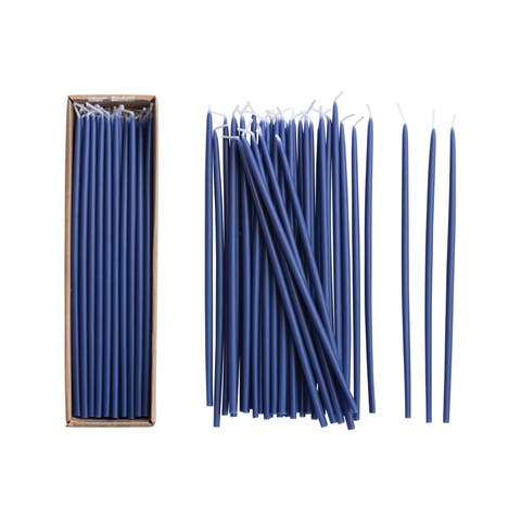 36-Piece Unscented Thin Taper Candles in Box, Navy Color