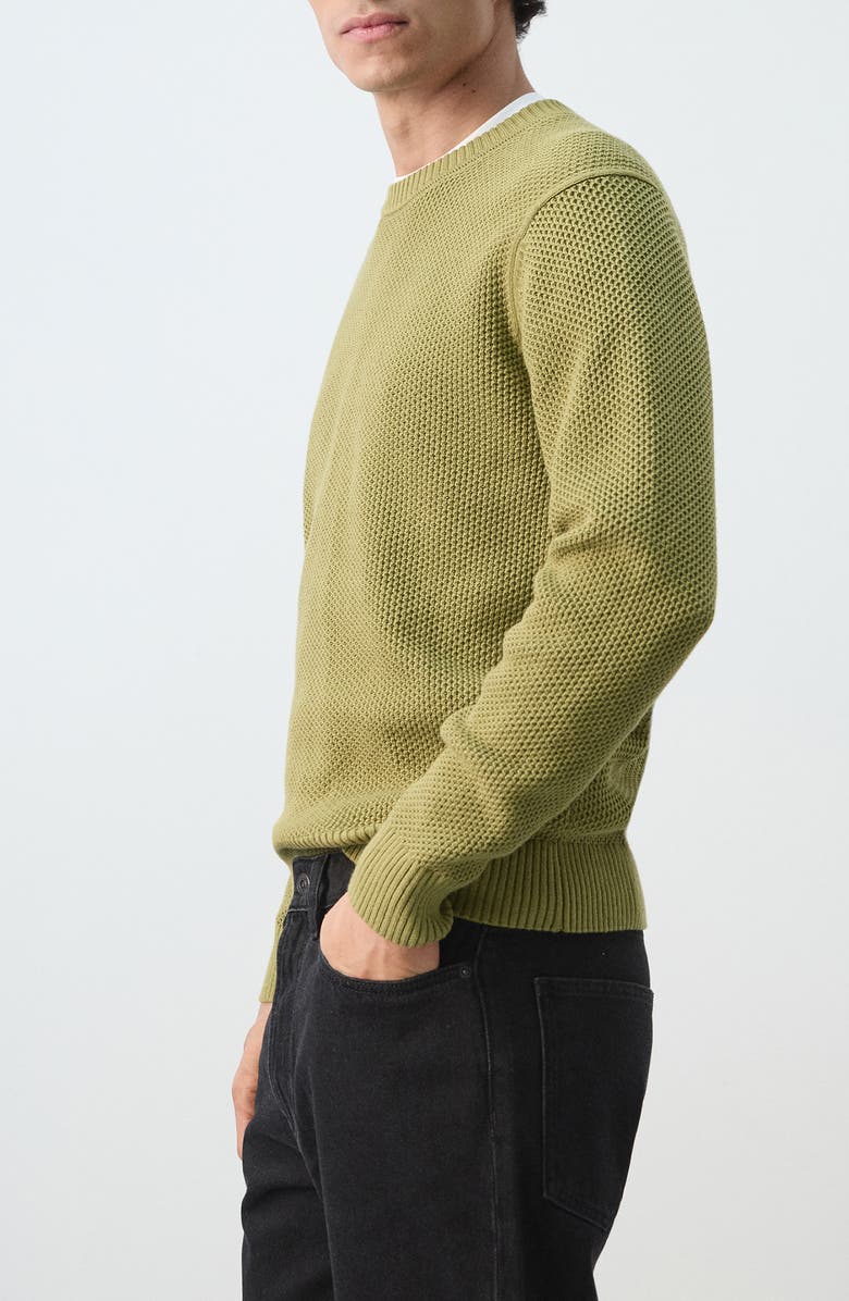 MANGO Crewneck Cotton Blend Sweater, Alternate, color, Green Apple