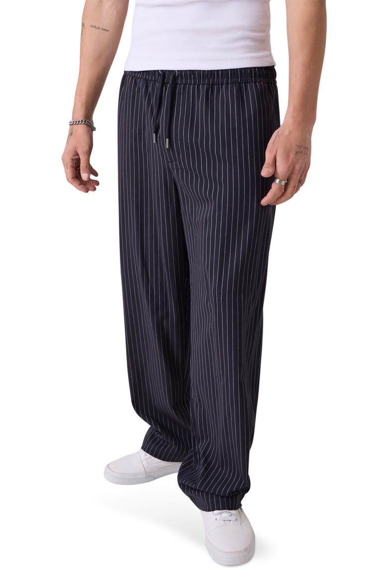 Pinstripe Elastic Waist Pants, Main, color, SB0T-DARK