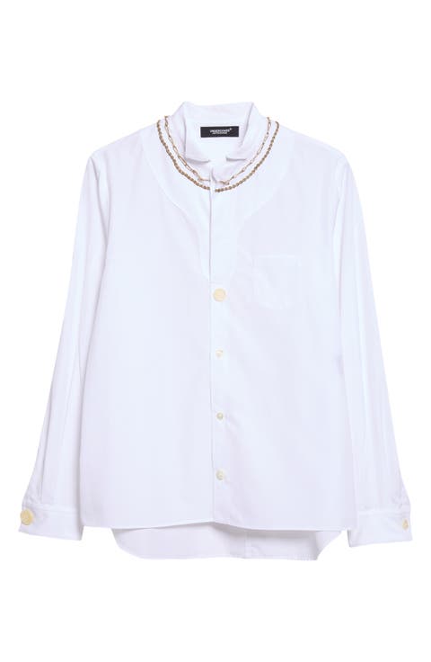 Chain Inset Cotton Button Up Shirt
