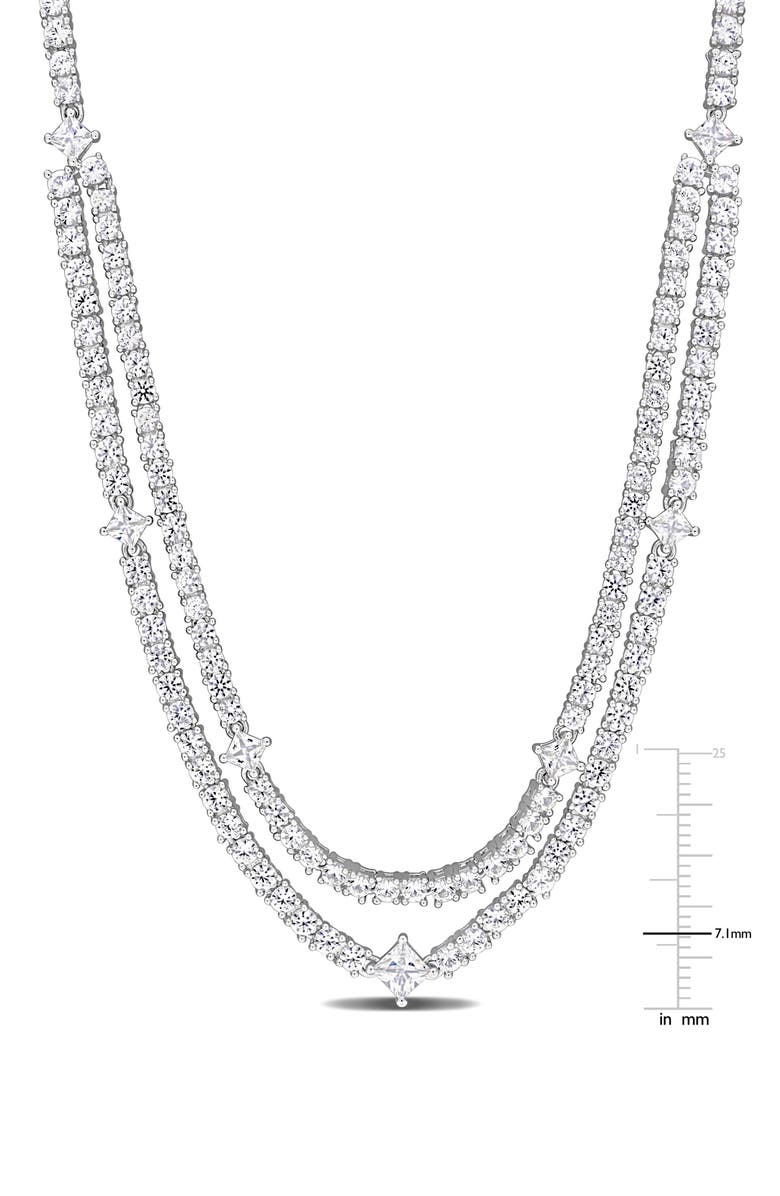DELMAR Lab-Created White Sapphire Layered Tennis Necklace, Alternate, color,