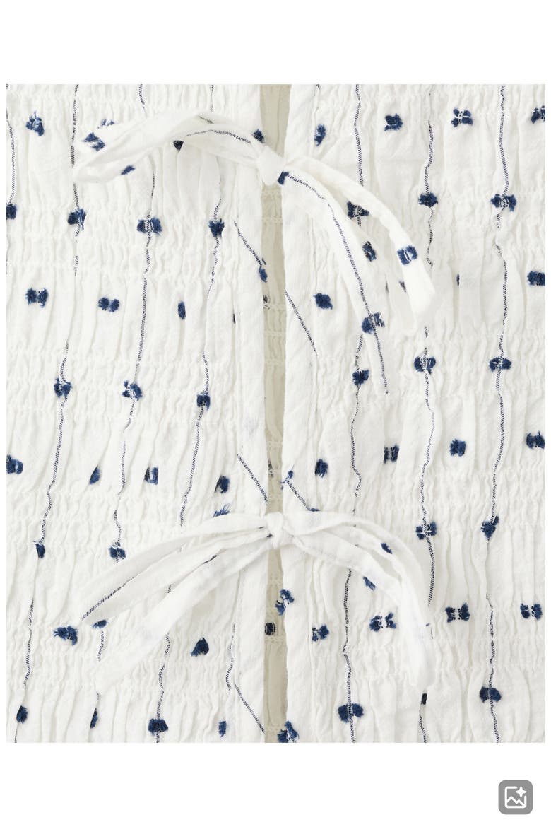 Embroidered Ruched Shell, Alternate, color, OFF WHITE