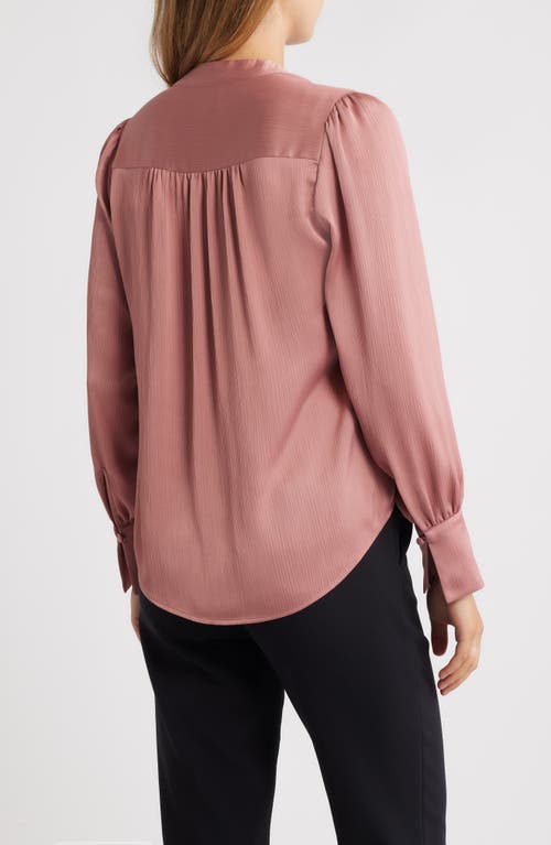 Anne Klein Textured Crepe Long Sleeve Top In Pink