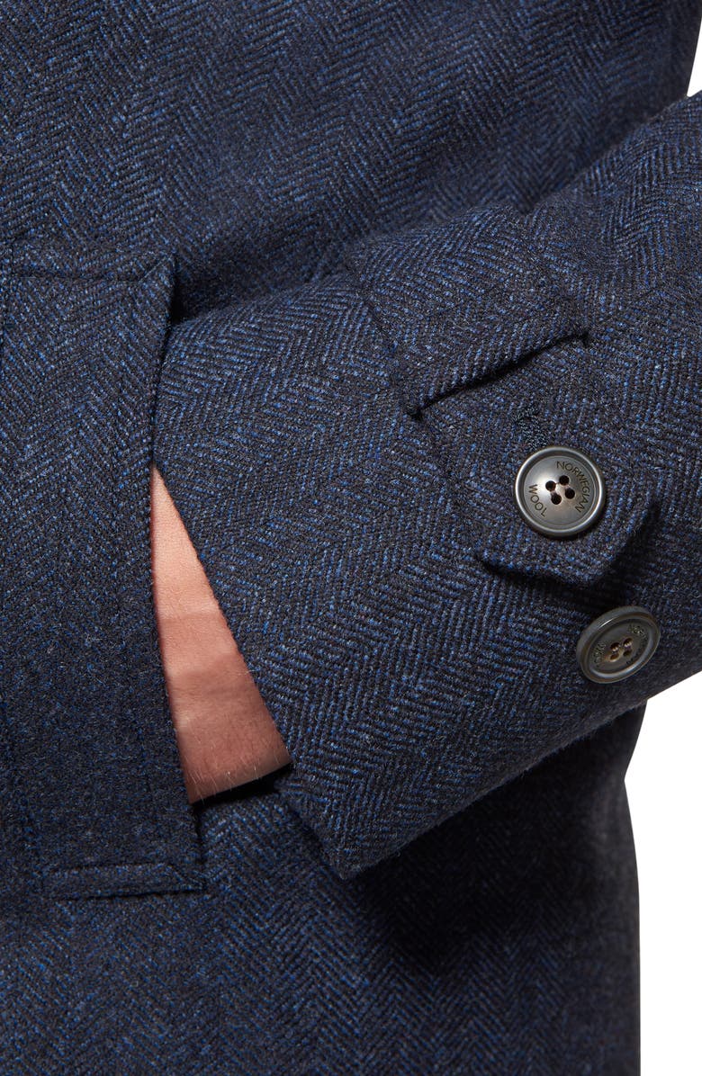 Norwegian Wool Waterproof Herringbone Wool Blend Car Coat, Alternate, color, British Blue