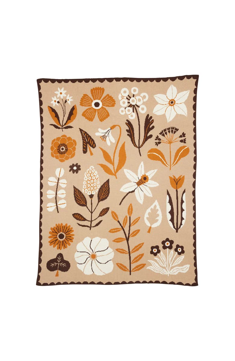 Biquette Petals Knit Throw Blanket, Main, color, Morning Light