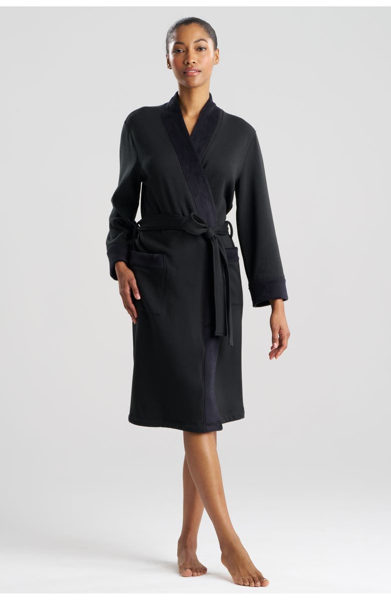 Natori Edit Nova Brushed Knit Dream Robe, Main, color, Black