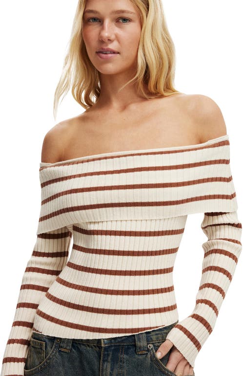 Cotton On Asym Rib Off Shoulder Knit In Neutral