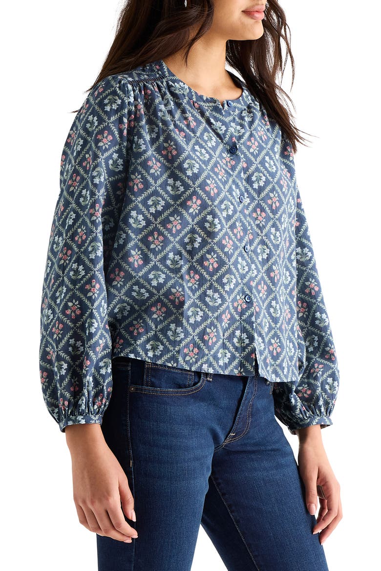 Long Sleeve Button-Up Shirt, Alternate, color, NAVY MULTI
