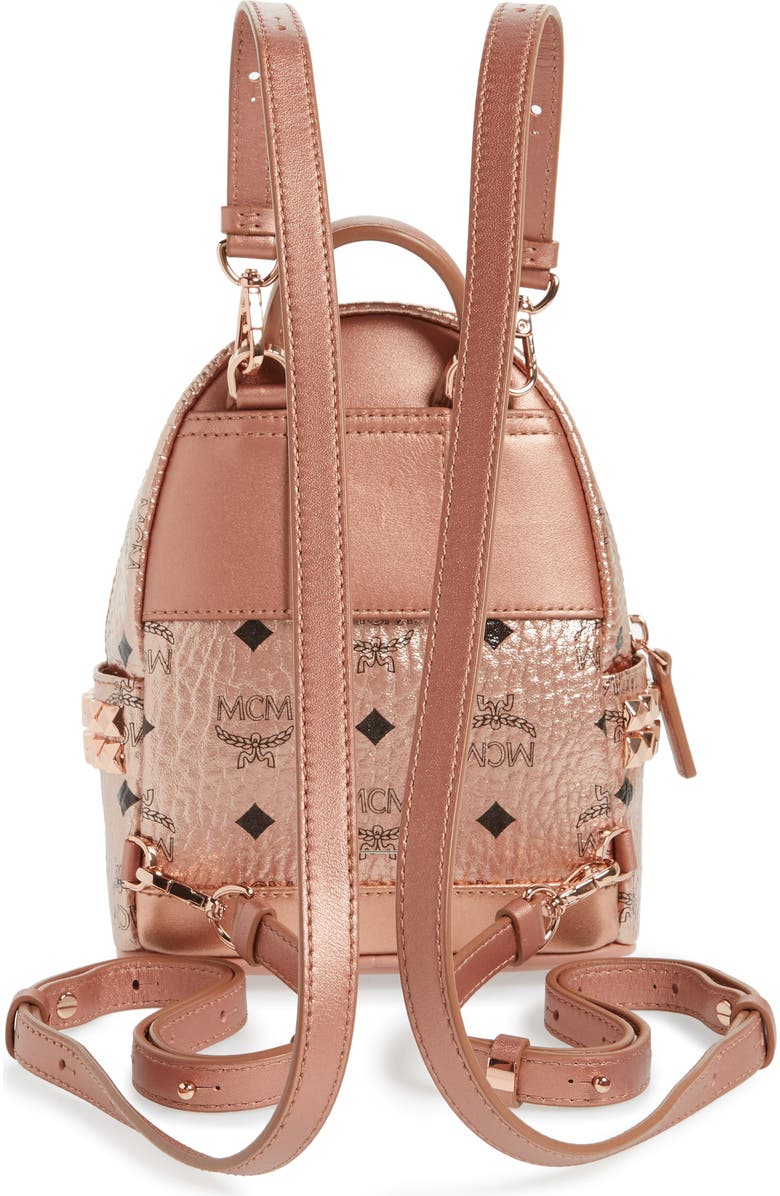 MCM X-Mini Stark Side Stud Coated Canvas Backpack, Alternate, color,