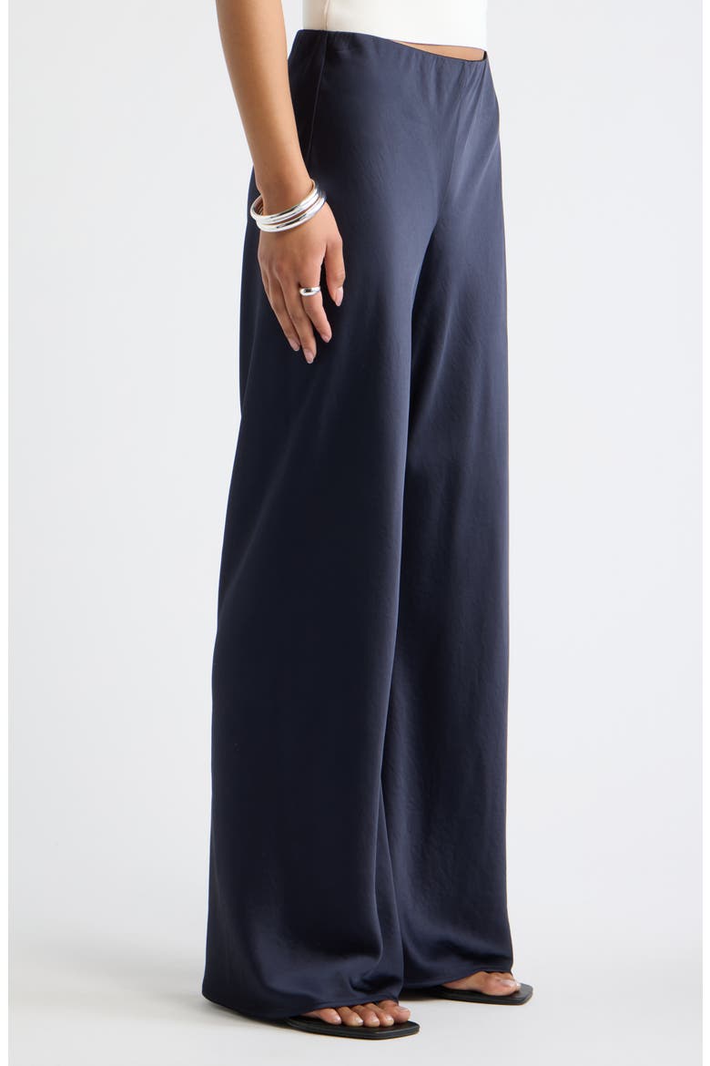 Satin Bias Mid Rise Pants, Alternate, color, NAVY NIGHT