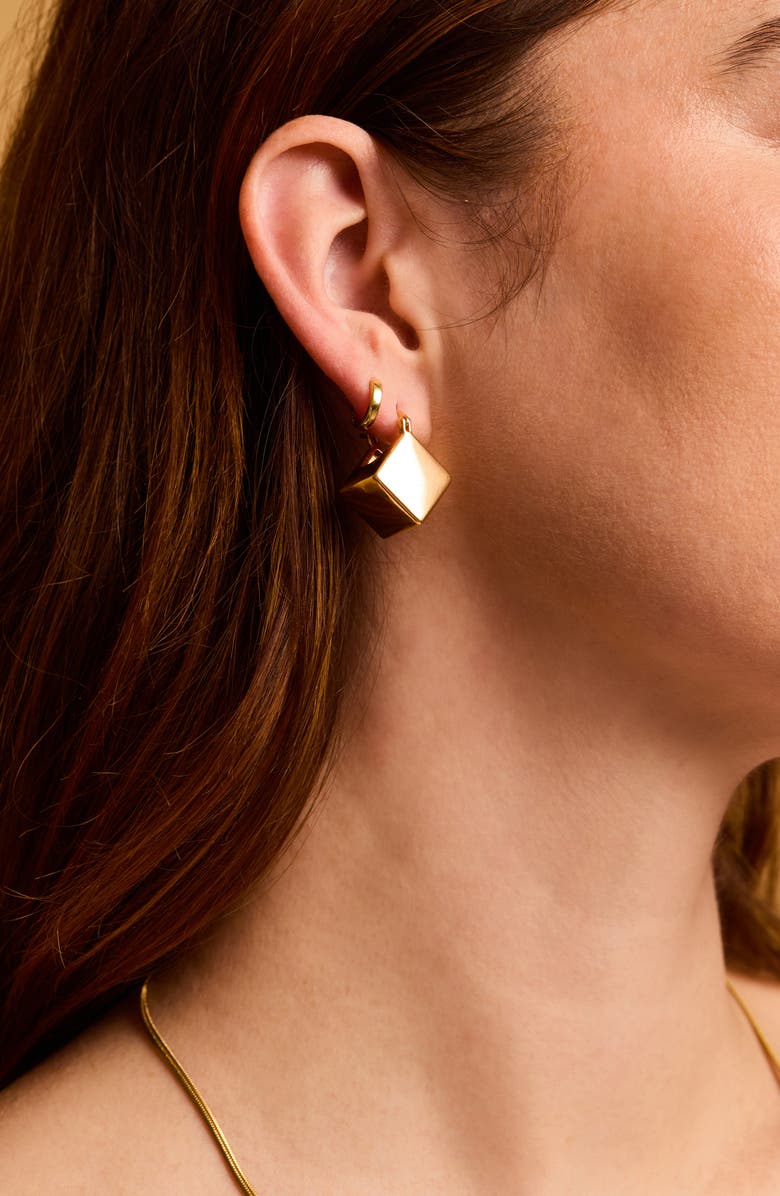 Petit Moments Cube Hoop Earrings, Alternate, color, Gold