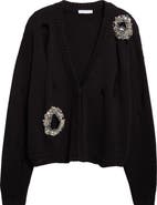 Area Distressed Crystal Cotton & Cashmere Cardigan