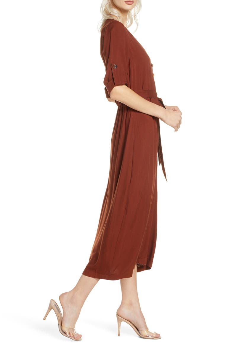BB Dakota by Steve Madden BB Dakota Asymmetrical Button Front Shirtdress, Alternate, color, 
