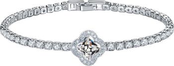 Elegant Crystal Clover Tennis Bracelet - Sparkling Sophistication
