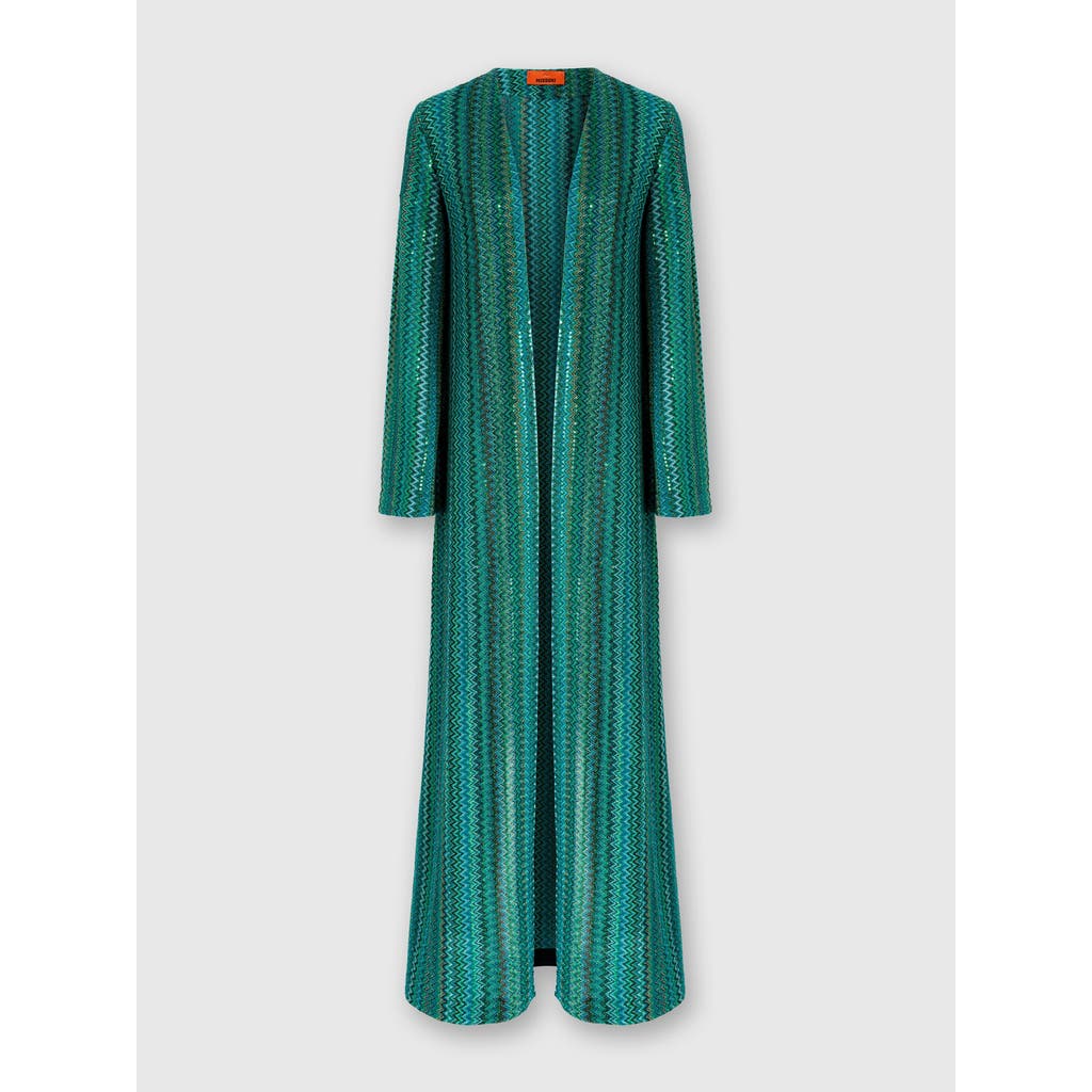 Missoni Long Zig Zag Cardigan With Sequins Without Buttons In Multicoloured