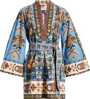 FARM Rio Embroidered Tapestry Long Sleeve Minidress