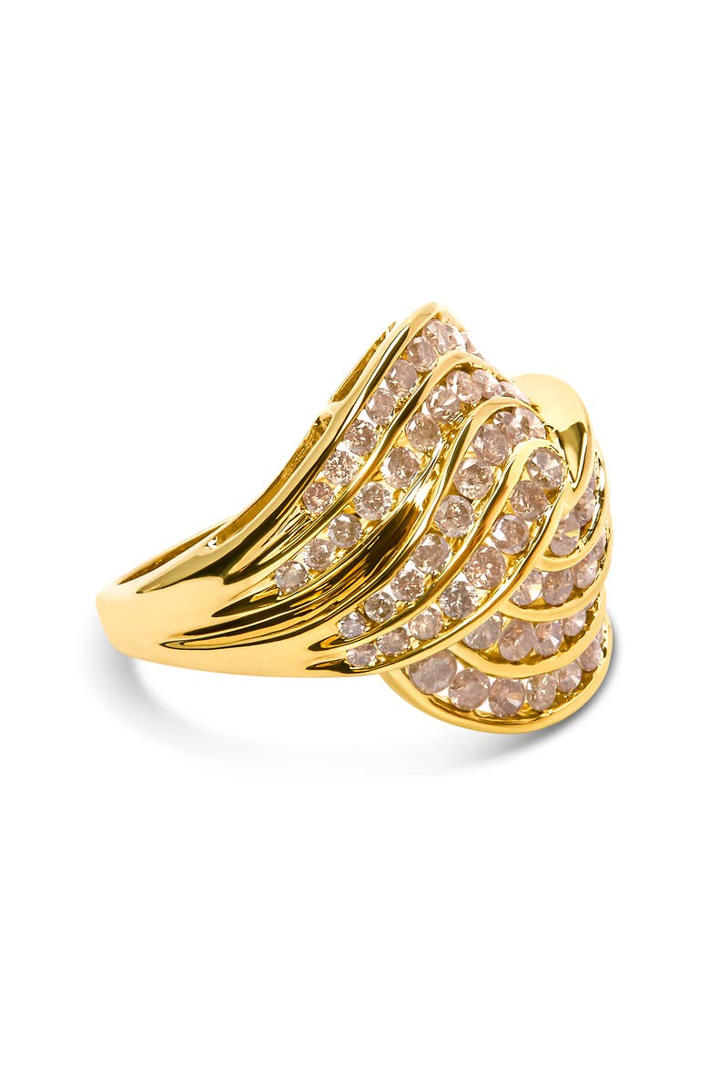 10K Yellow Gold 2.0 Cttw Channel Set Diamond Cocktail Swirl Band Ring, Alternate, color, Yellow